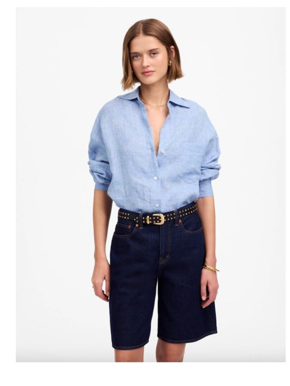 Madewell The 1997 Denim Bermuda Short Bronxville Dark Blue Wash Rigid US 26 NWT